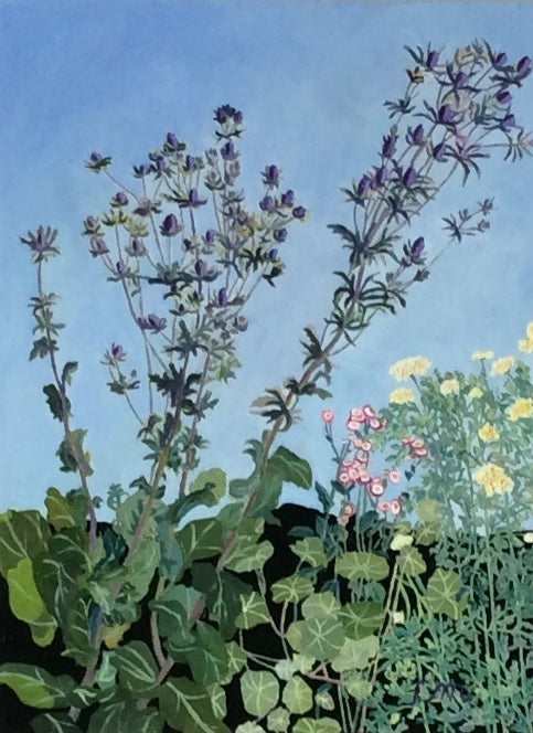 18 X 24-celia-muncaster-landscape-oil-painting-Eryngium-Asters-and-Yarrow
